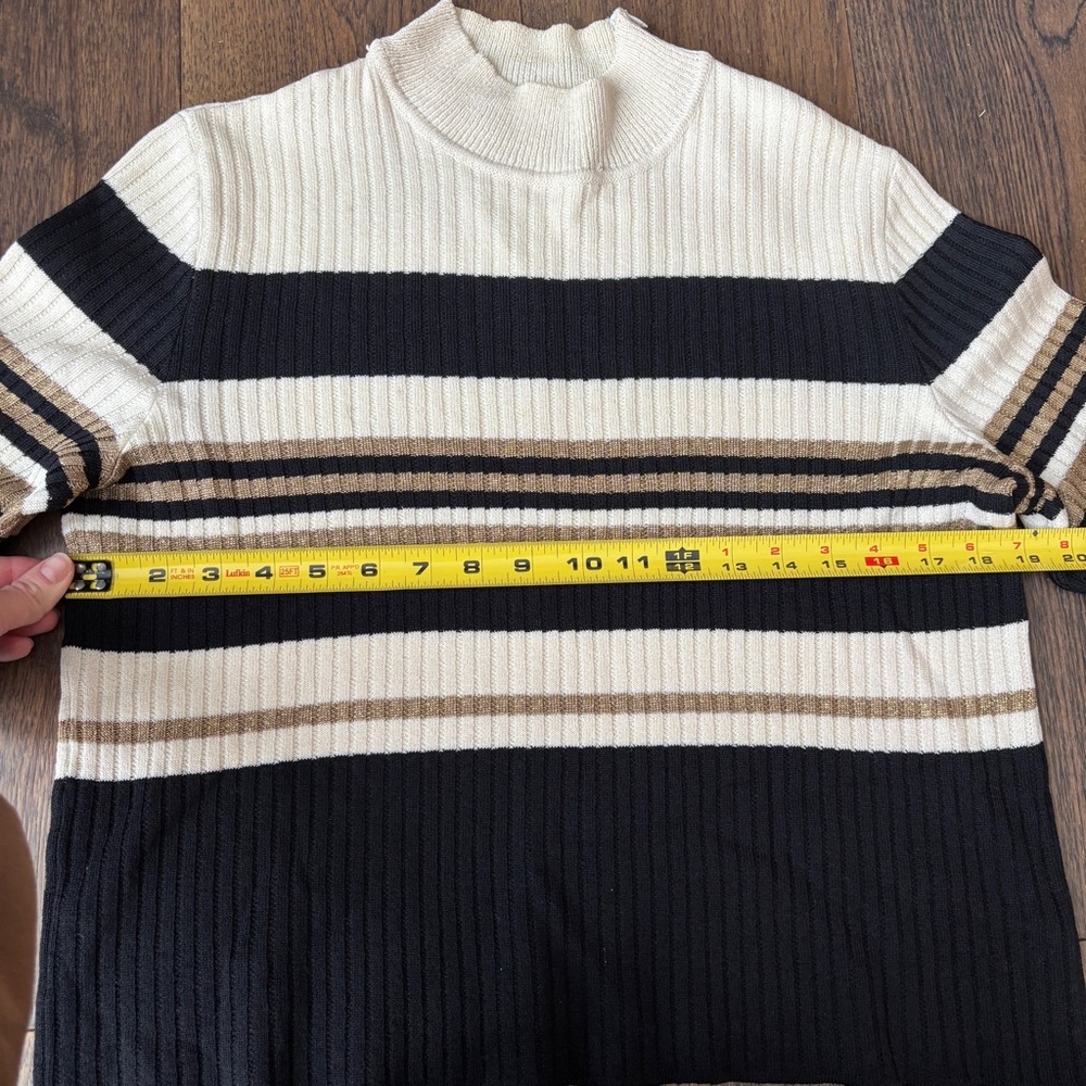 Vintage St John Sport Wool Blend Mock Neck Sweater Striped, Size Small - Picture 8 of 13